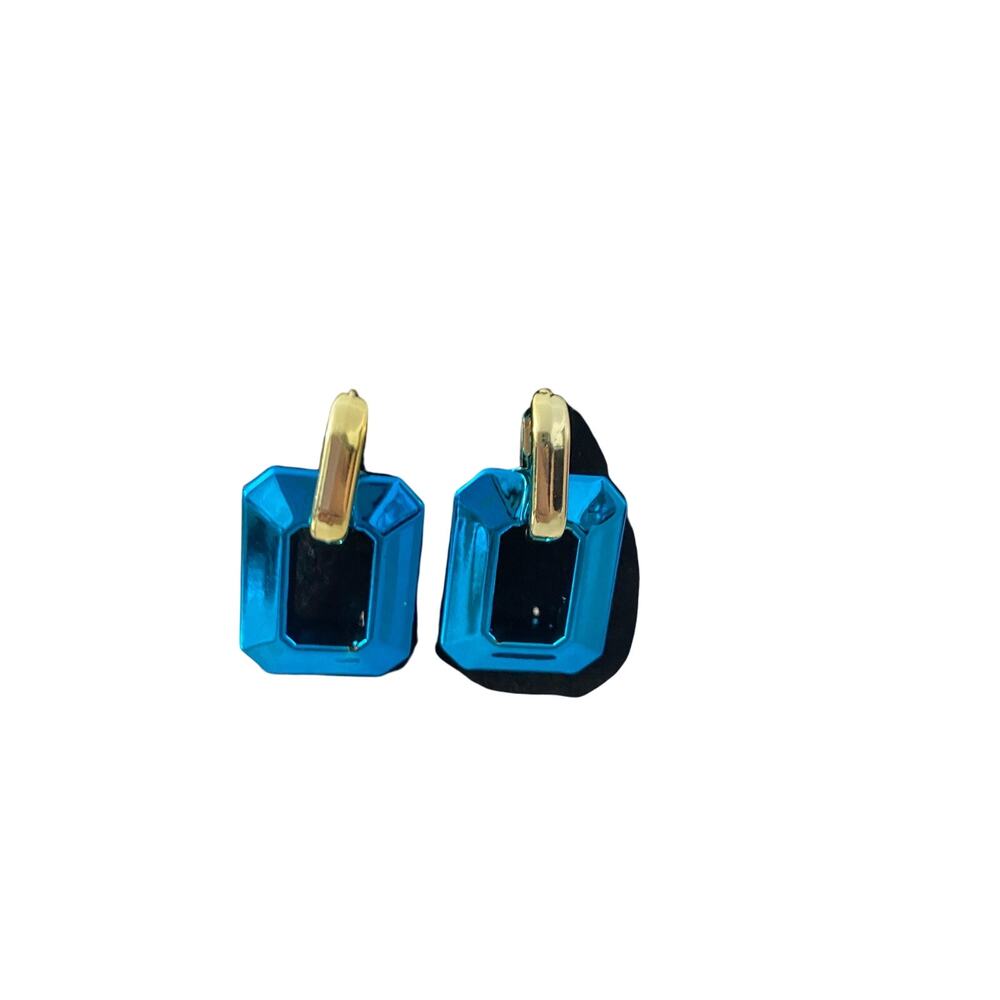 blue rectangle earrings - Picture 2 of 4
